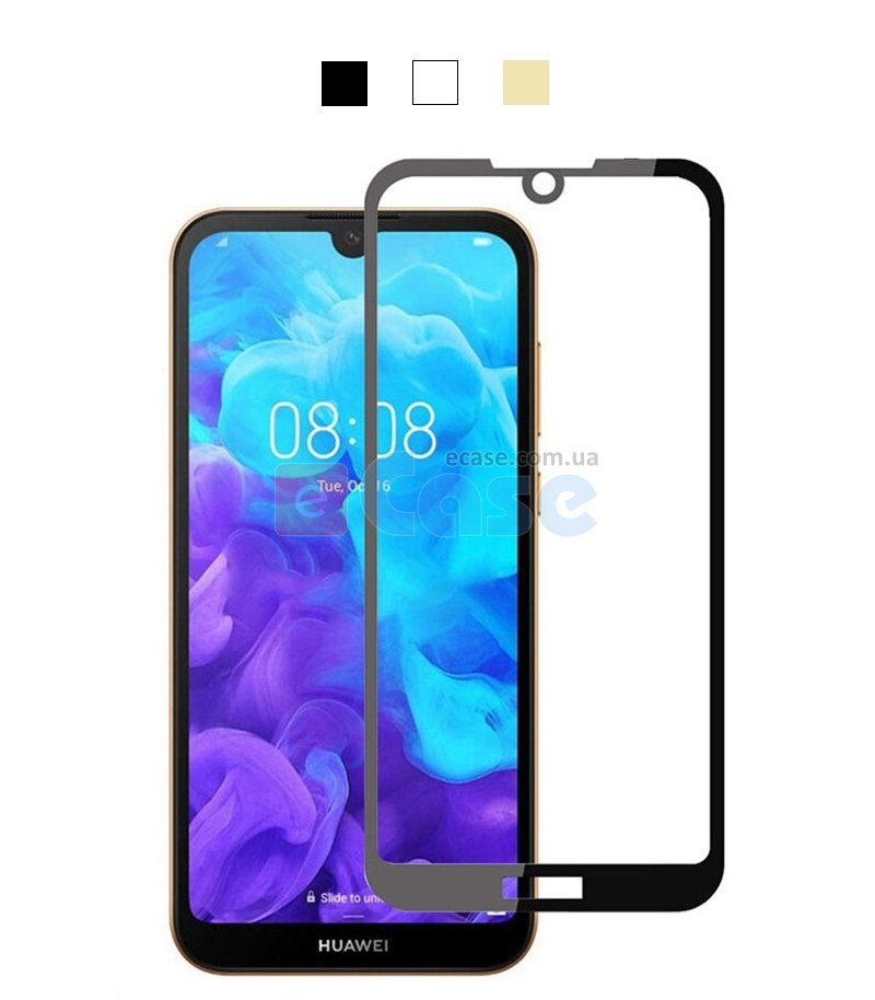 Защитное стекло 5D (на весь экран) с цветной рамкой для Huawei Y5 2019 фото 1 — eCase