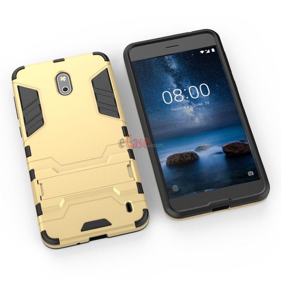 Ударопрочная накладка с ТПУ бампером для Nokia 2 (c подставкой) фото 1 — eCase