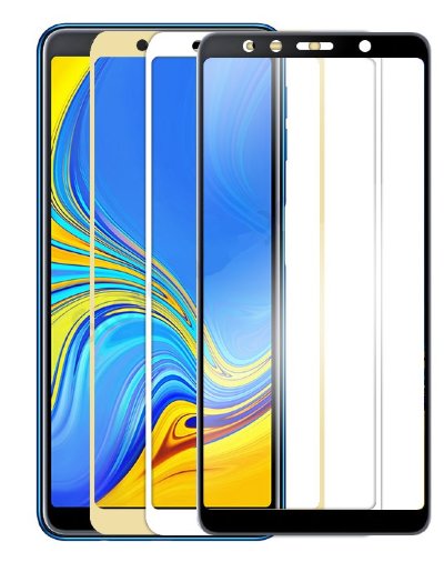 Захисне скло 5D (на весь екран) з кольоровою рамкою для Samsung A750 Galaxy A7 2018 — eCase