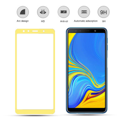 Защитное стекло 5D (на весь экран) с цветной рамкой для Samsung A750 Galaxy A7 2018 — eCase
