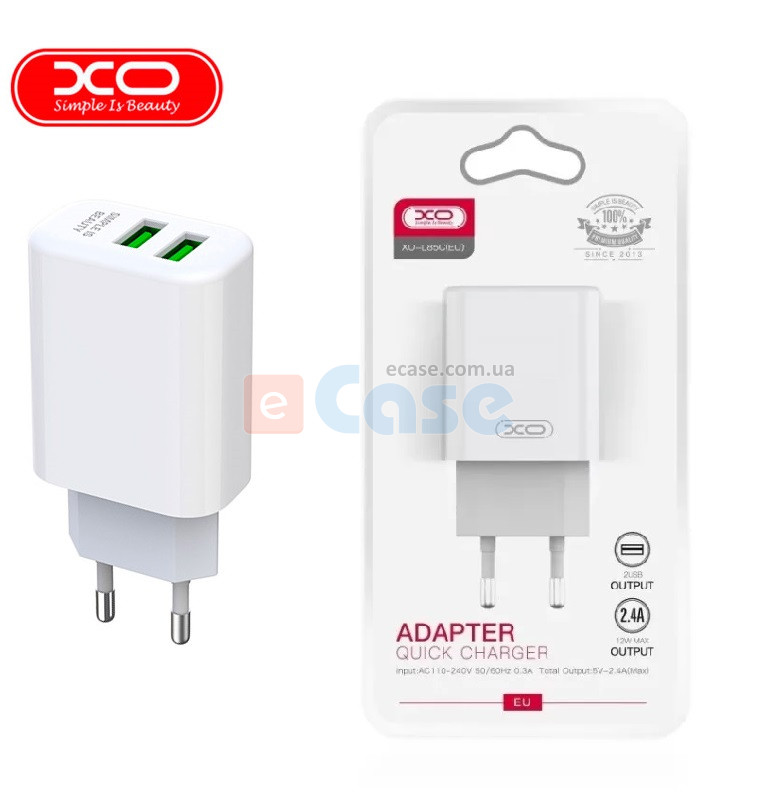 Сетевое зарядное устройство XO L85C 2USB 2.4A фото 1 — eCase