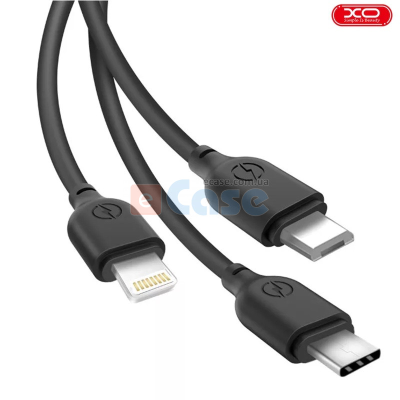 USB кабель XO NB103 (3 в 1 - Type-C, Lightning, MicroUSB ) 2.1A фото 1 — eCase