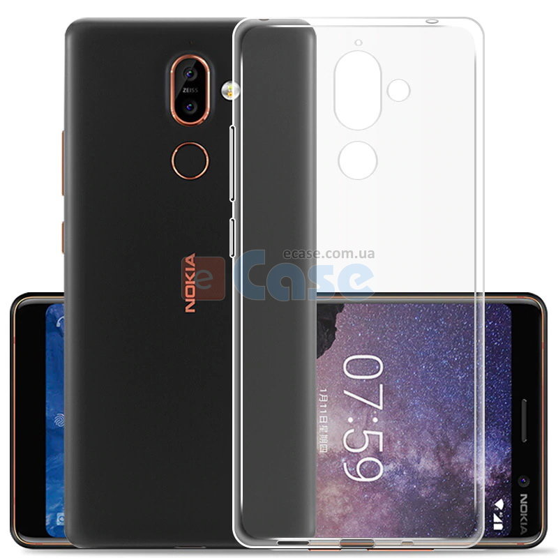 Прозрачная ТПУ накладка для Nokia 7 Plus EXELINE Crystal (Strong 0,5мм) фото 1 — eCase