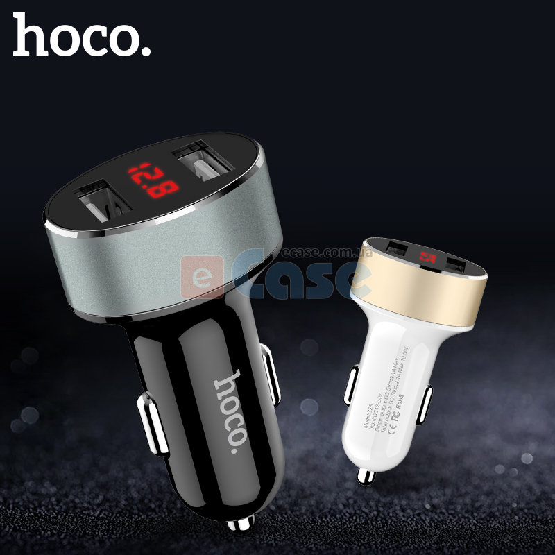  Автомобильное зарядное устройство Hoco Z26 (digital display) 2USB (2.1A) фото 1 — eCase
