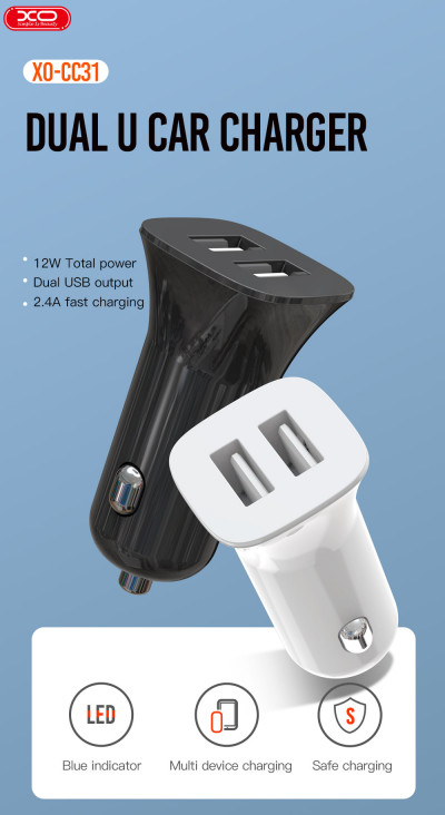 Автомобільний зарядний пристрій XO TZ10/CC31 2USB (2.4A) — eCase