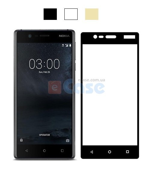 Защитное стекло для Nokia 3 (Tempered Glass Frame 2,5D) с рамкой фото 1 — eCase