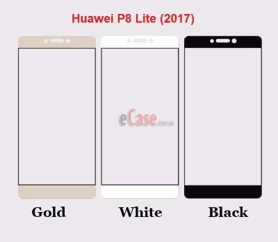 Защитное стекло для Huawei P8 Lite (2017) (Tempered Glass Frame 2,5D) с рамкой — eCase