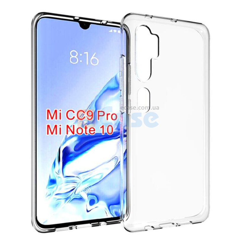 Прозрачная ТПУ накладка для Xiaomi Mi Note 10 (Crystal Clear) фото 1 — eCase