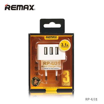 Мережевий зарядний пристрій Remax RP-U31 3 USB (3.1A) — eCase