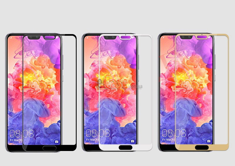 Захисне скло 5D (на весь екран) з кольоровою рамкою для Huawei P20 фото 1 — eCase
