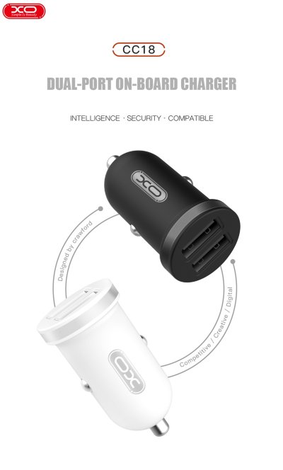 Автомобільний зарядний пристрій XO CC18 2USB (2.1A) — eCase