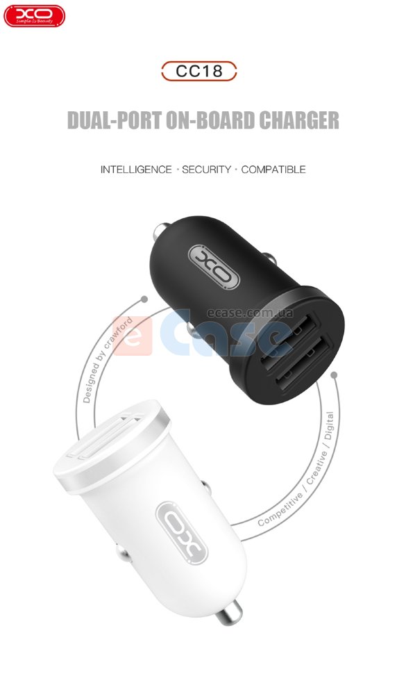 Автомобільний зарядний пристрій XO CC18 2USB (2.1A) фото 1 — eCase