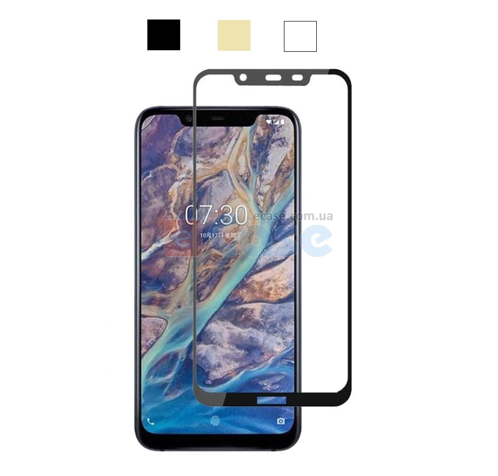 Защитное стекло 5D (на весь экран) с цветной рамкой для Nokia 8.1 фото 1 — eCase