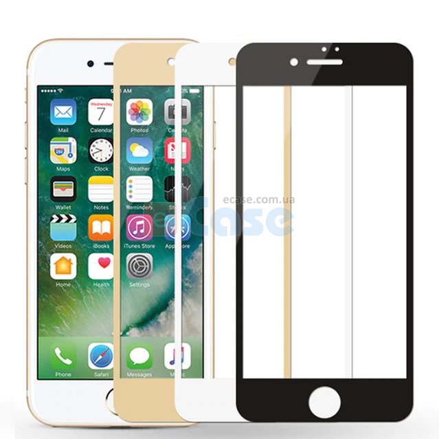 Защитное стекло 5D (на весь экран) с цветной рамкой для iPhone 6 / 6S фото 1 — eCase